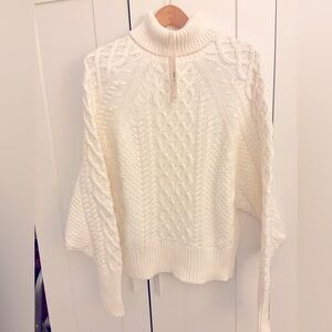 White Cable knit cotton sweater